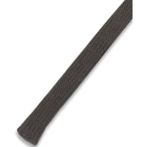 A dark grey drawcord with a textured finish, suitable for various clothing accessories. Features a branding logo.