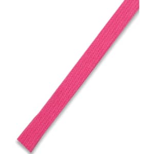 A pink drawcord, with a textured finish, designed for various clothing accessories. Includes a logo.