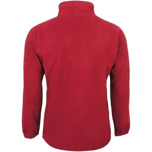 A red polar fleece jacket with a high collar and long sleeves, featuring an invisible logo.