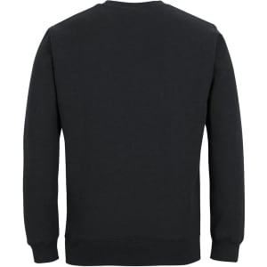 A dark green sweater with a plain back and long sleeves, featuring a fitted neckline and cuffs.