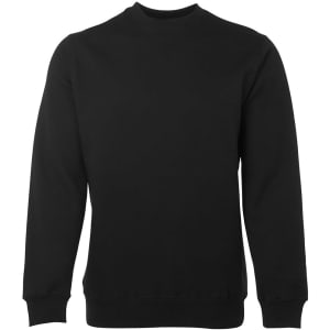 A black jumper with long sleeves and a crew neckline. The product features a branded logo.