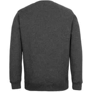 A grey jumper made of soft fabric with a crew neckline and long sleeves. It features a subtle logo on the side.