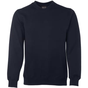A navy V-neck fleece jumper with long sleeves and a fitted design. It features a small branding logo.