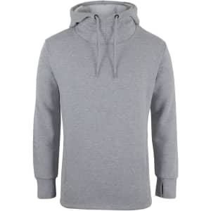 A grey sports hoodie with a drawstring hood and a casual fit. Features a logo on the front.