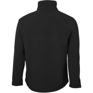 A soft shell jacket in black, featuring a stand-up collar and a smooth back design.