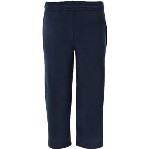 Track pants in navy blue with a comfortable elastic waistband and side pockets. Features a logo branding.