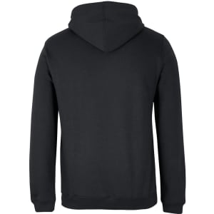 A black hoodie featuring a hood and long sleeves. The back view shows a plain design without any visible logos.