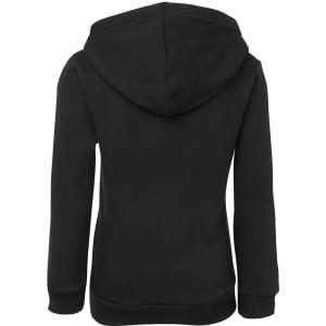 A black hoodie featuring a back view with a hood and long sleeves. The fabric appears soft and casual.