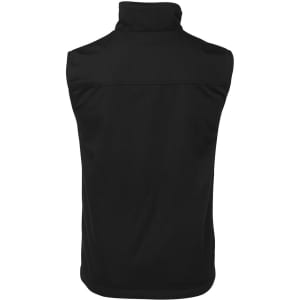 A black reversible vest with a high collar and no visible front design, featuring a logo on the back.
