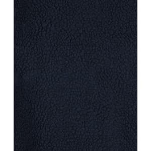 A dark navy fleece fabric with a textured surface, suitable for hoodies. Features a branding logo.