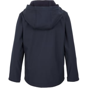 A three-layer hooded softshell jacket in dark navy, featuring a hood and a seamless design at the back.