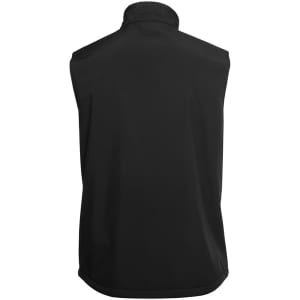 A black three-layer softshell vest featuring a high collar and no visible branding.