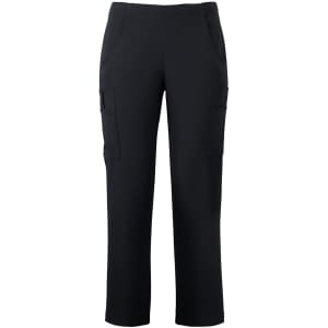 A pair of black cargo pants with side pockets, featuring a comfortable fit and a simple design.