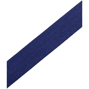 Navy blue cross back apron strap with a textured finish, featuring a branding logo.
