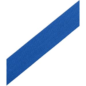 A blue cross back apron strap with a textured finish, featuring a logo in one corner.