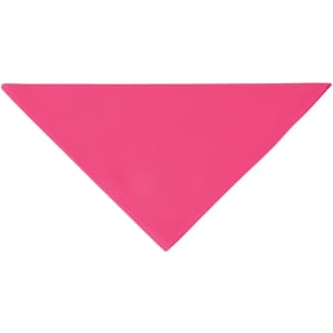A pink triangular chefs scarf featuring a logo.