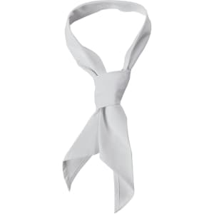 A white chef's scarf with a classic design, featuring a tied knot and two flowing ends.