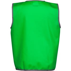 A green tricot vest with grey trim, suitable for sports uniforms, featuring a logo.