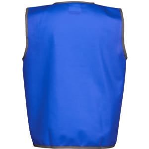 A blue sports vest with grey trim, featuring a simple design and no sleeves. It has a logo on the back.