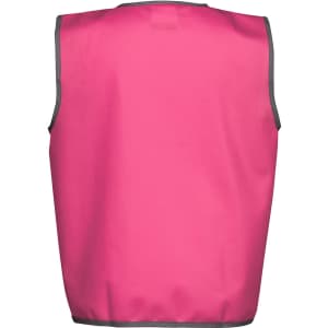 A pink sports vest with grey trim and a plain back, featuring a logo.