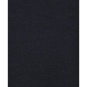 A black knitted jumper with a textured ribbed pattern. It features a branding logo.