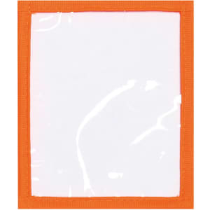 Loose plastic pocket in orange, designed for holding documents or cards. Features a clear front and an orange border.
