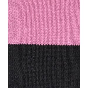 A pack of three work socks in black and pink, featuring a woolly texture and a logo.