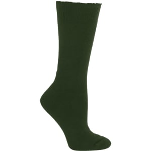 A green bamboo work sock with a ribbed texture and a scalloped top edge. The sock is displayed upright.