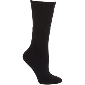 A black outdoor sock featuring a ribbed design, suitable for various outdoor activities. Includes a branding element.