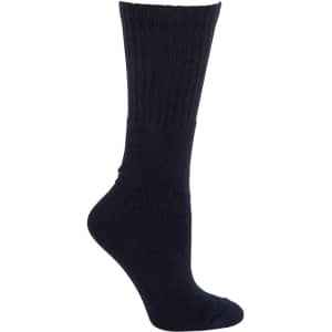 A pair of black socks featuring a ribbed design, showcasing the ankle and foot area. Includes a logo.