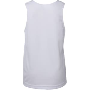 A black kids' singlet featuring a sleeveless design and a breathable texture, with a logo.