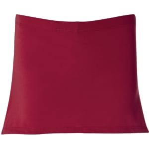 A maroon skort with a simple design, featuring an elastic waistband and no visible branding.