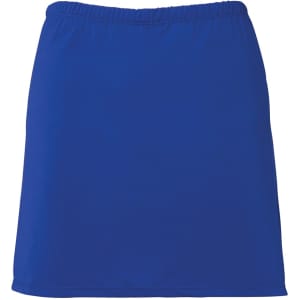 A blue skort featuring an elasticated waistband and a simple design, suitable for casual wear. It has a logo.