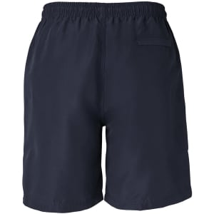 Navy blue dress shorts with a rear pocket and an elastic waistband. Features a simple design with no visible logos.