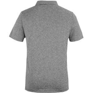 A black marle polo shirt featuring a classic collar and short sleeves, with a logo on the chest.