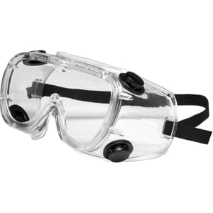 Clear vented goggles with adjustable straps and black fittings, designed for health and personal use.