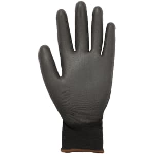 A breathable black glove with a textured surface and a brown wrist cuff, part of a 12 pack.