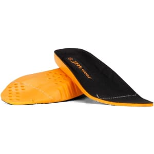 Footbed inserts in black with orange detailing, featuring textured surfaces for added grip and comfort.