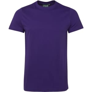 A purple fitted tee with a classic round neckline and short sleeves. It features a branding label inside the collar.