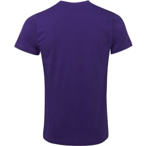 A fitted T-shirt in a solid purple colour, featuring a plain back and short sleeves. It has a logo at the neck.