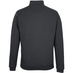 A dark green half-zip sweatshirt with long sleeves and a collar, featuring a plain back view.