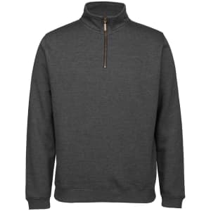 A grey brass 1/2 zip jumper featuring a high collar and a zip closure, with a simple design and no visible logos.
