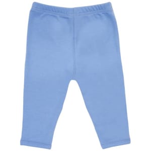 Baby pants in light blue, featuring an elastic waistband and a simple design. The product has a logo.