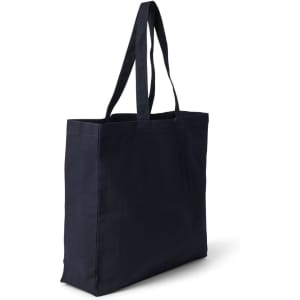 A navy tote bag with two handles, featuring a simple and sturdy design. It has a plain surface and no visible branding.