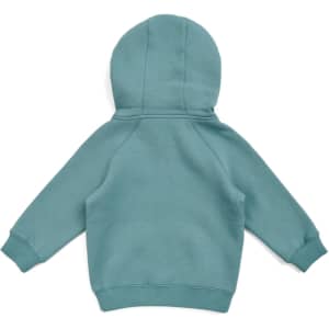 A teal hoodie with a kangaroo zip pocket and a hood, featuring a simple design and no visible logos.