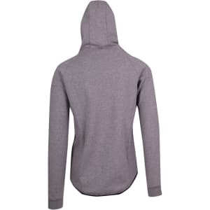 A grey men's hoodie made from soft cotton and bonded polar fleece, featuring a hood and a smooth back design.