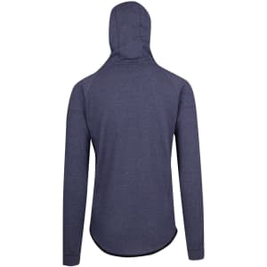 A navy blue men's hoodie made of soft cotton and bonded polar fleece, featuring a hood and a sleek design.