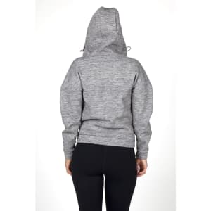 A grey women's/juniors' hoodie features a pullover design and a hood, with a simple, casual style.