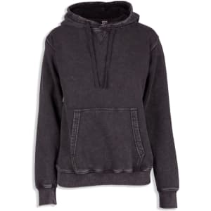 A women's/junior's stone wash fleece hoodie in dark grey, featuring a front pocket and a hood.
