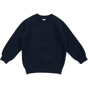 A dark navy kids' cotton sweatshirt with a classic crew neckline and long sleeves. Features a simple design.